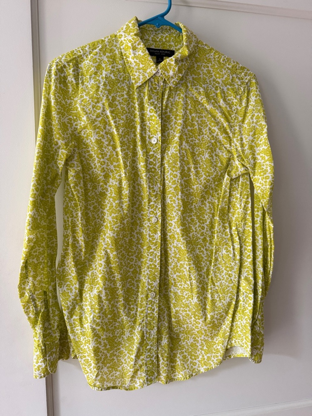 Banana Republic Lime Green Floral Button-Down Shirt
